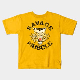 SAVAGE MUSCLE TIGER BODYBUILDING Kids T-Shirt